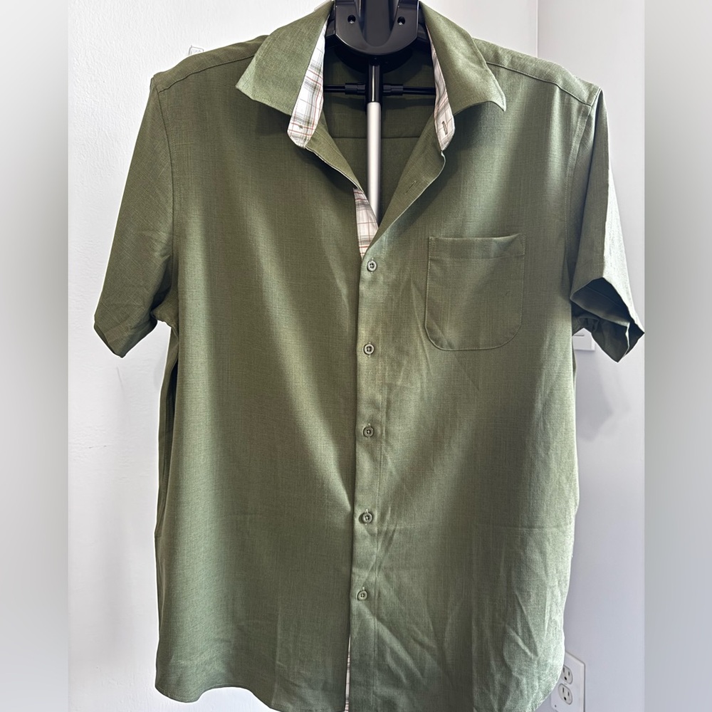 COOFANDY Men's Green Short Sleeve Shirt